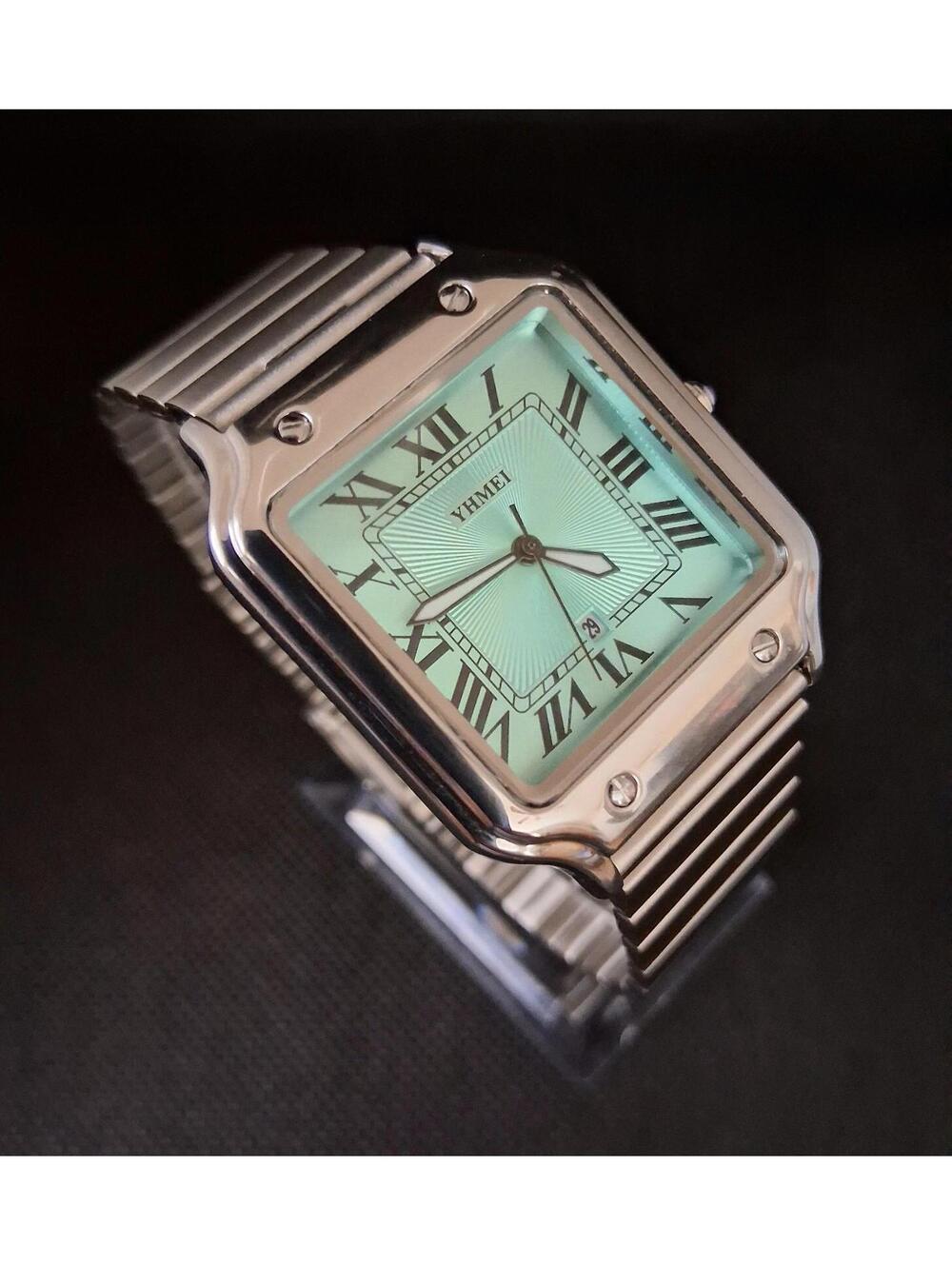 Men's Luxury Square Dial Stainless Tiffany Blue Watch
